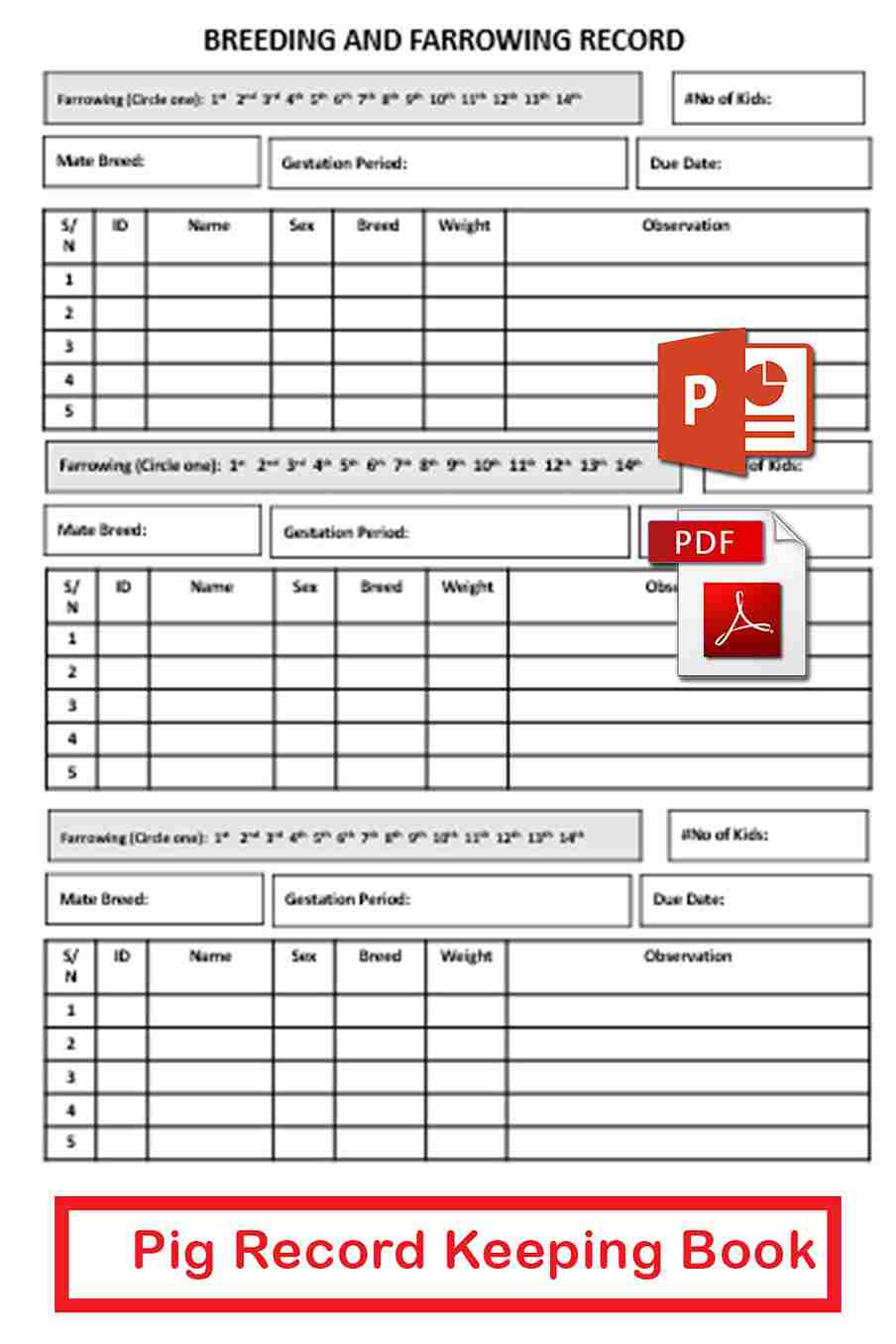 Printable Pig Record Keeping Template Forms